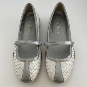 Cole Haan Silver and White Mary Jane Flats